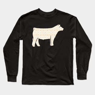 Rustic Yellow Aztec Show Steer Silhouette  - NOT FOR RESALE WITHOUT PERMISSION Long Sleeve T-Shirt
